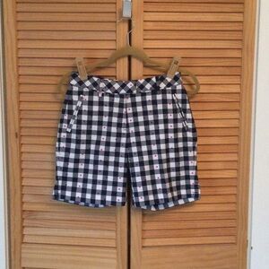 Lady Hagen White and Blue Athletic Shorts with Classic Gingham Pattern